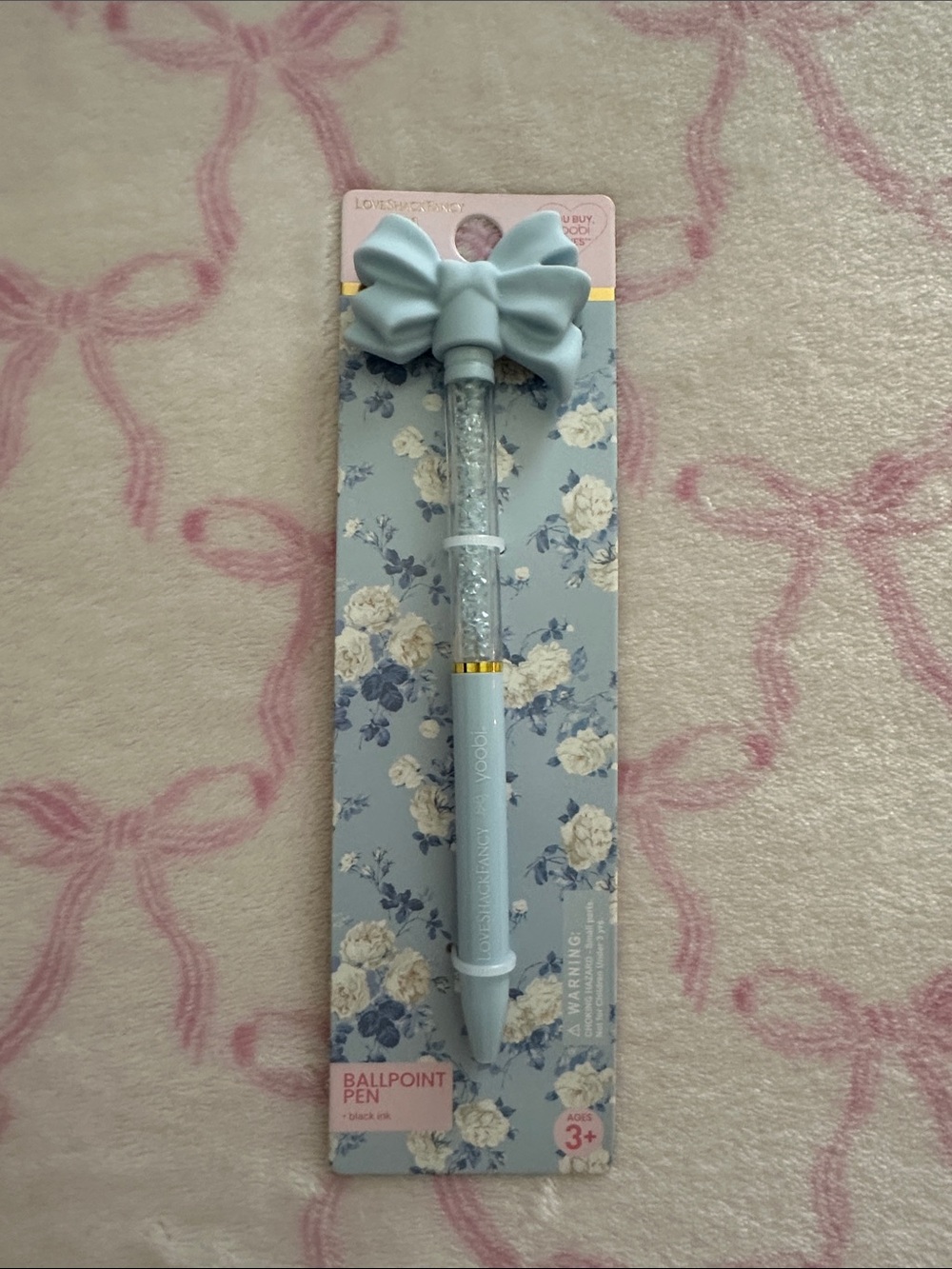 LoveShackFancy x Target Yoobi blue bow top ballpoint pen NWT